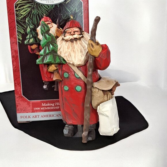 Hallmark Keepsake Ornament Making His Way Santa 1998 Folk Art Collection - Picture 1 of 8